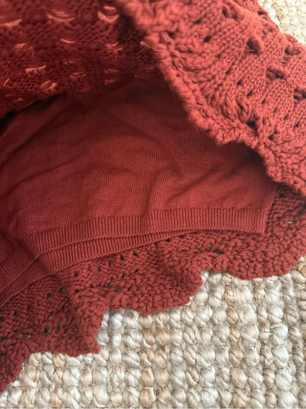 American Eagle Outfitters Crochet Drawstring Shorts in Rust